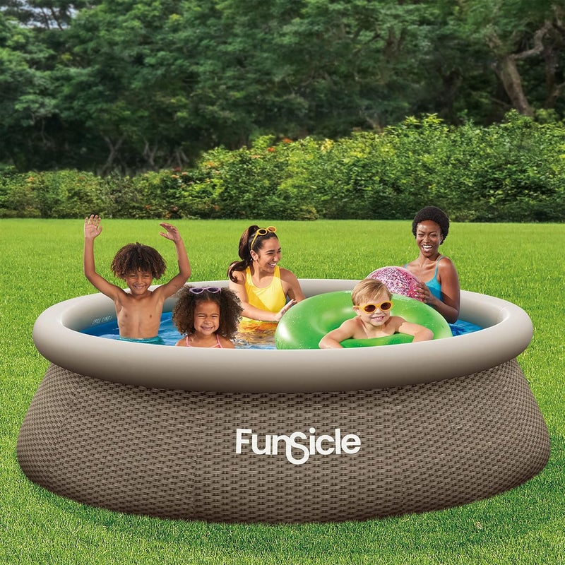 Funsicle Quickset Round Inflatable Ring Top Outdoor Above Ground Swimming Pool Set with Filter Pump and Type I Cartridge Filter, Brown - Image 2